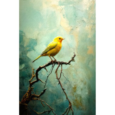 Gele vogel schilderij